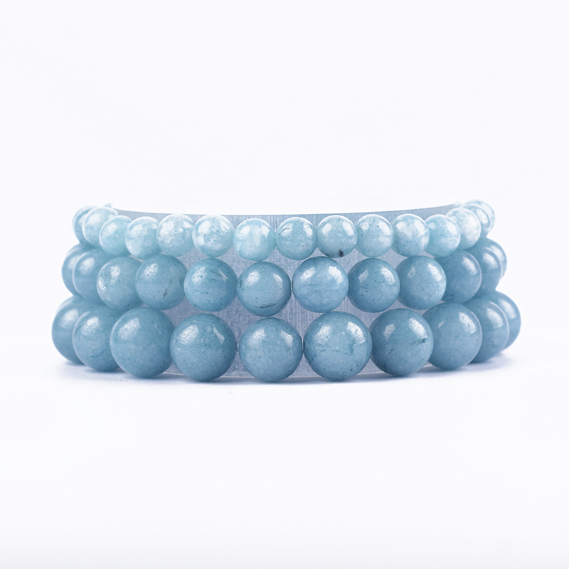 Yoga Fitness Gifts - Naturalna bransoletka z akwamarynami na rękę