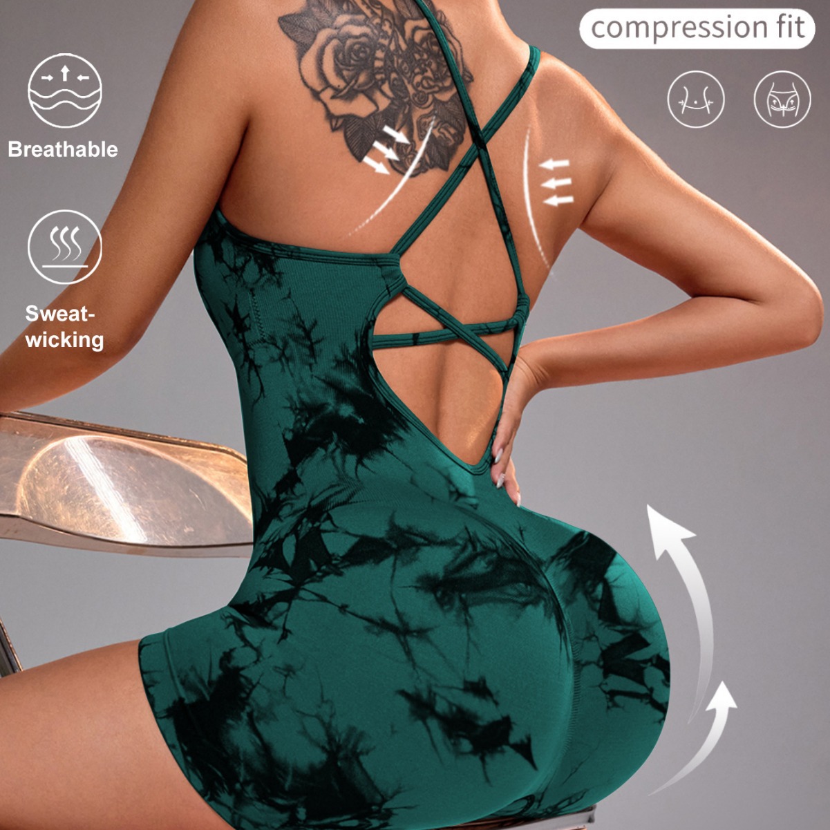 Yoga Overall Fitness - 15-kolorowy jednoczęściowy kombinezon szorty elastyczność body