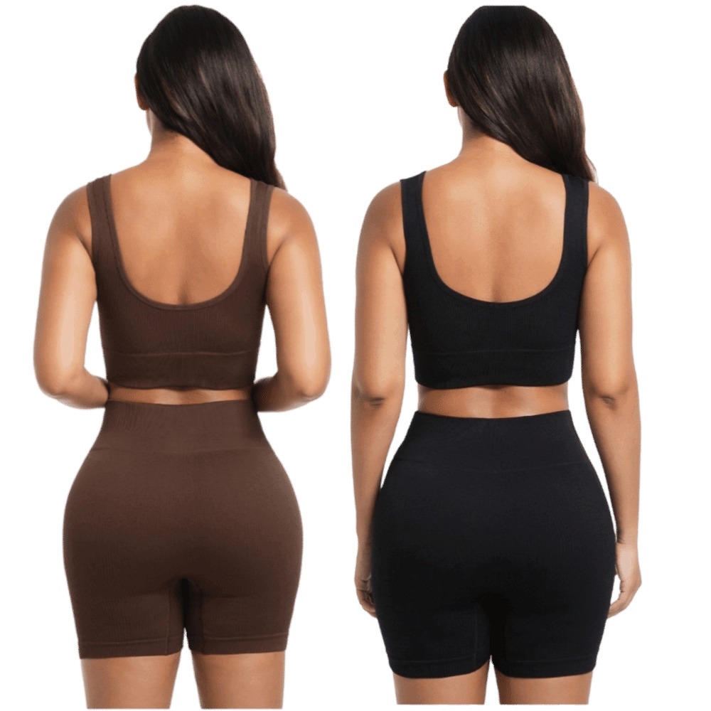 Yoga Fitness Class - 2 sztuki: Top z wysokim stanem,