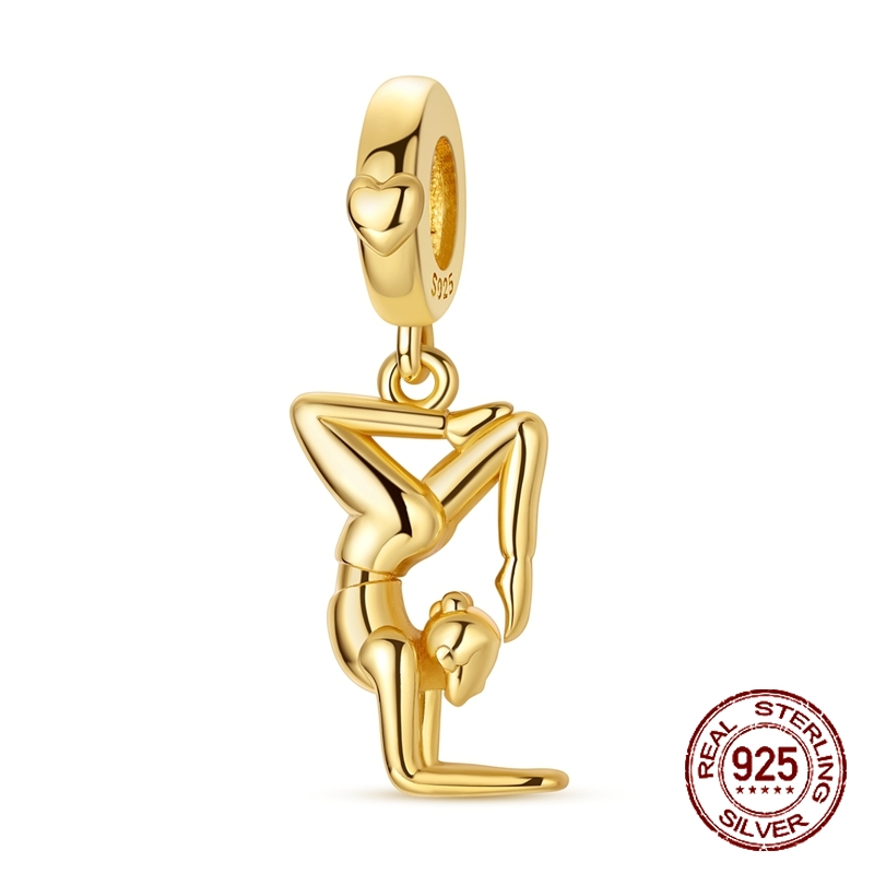 Yoga Fitness Gifts - Złoty wisiorek z pozycją jogową ze